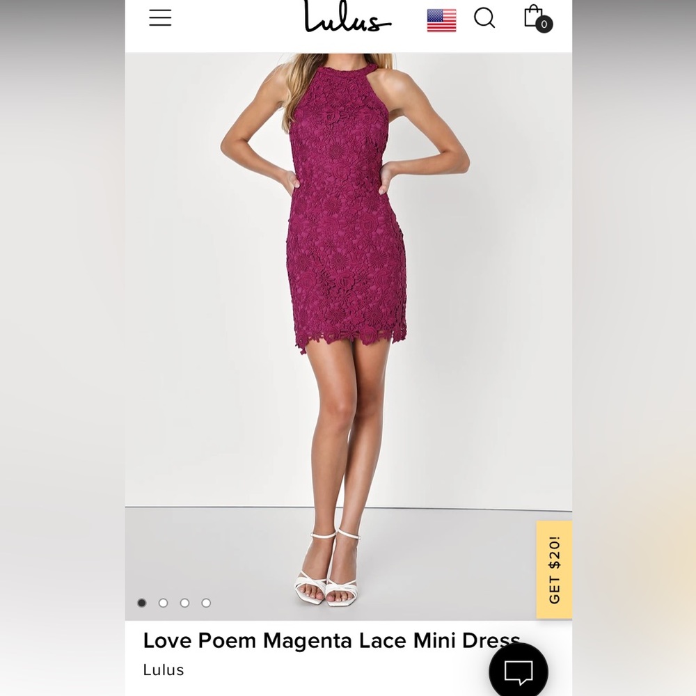 Lulu’s Love Poem dress- Magenta- Large